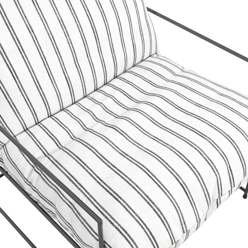 Brook Chalk White Stripe Cushioned Armchair